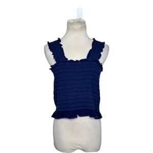 Timing blue smocked fitted sleeveless top size Large